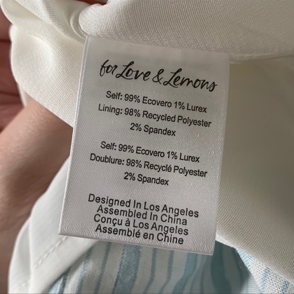 NWT For Love and Lemons Leslie Mini Dress Light Blue Size XS Metallic Stripe - Picture 8 of 10